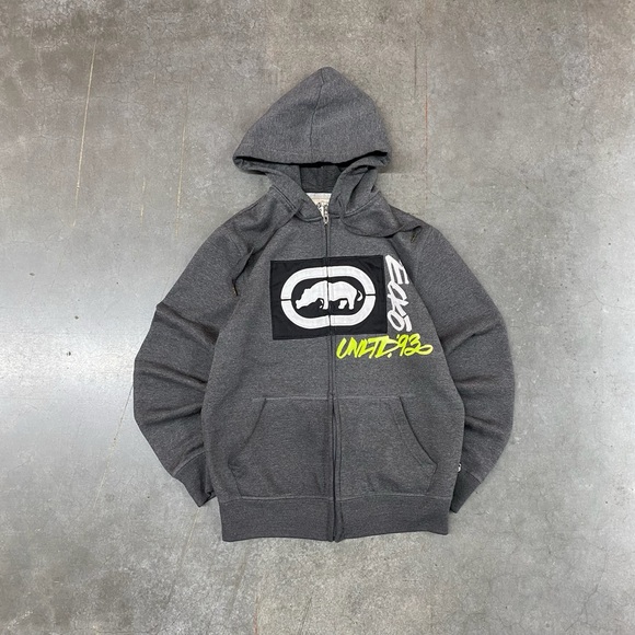 Ecko Unlimited Other - Ecko Unltd Zip Up Hoodie Gray Graphic EST 1993 Y2K Men’s XS
